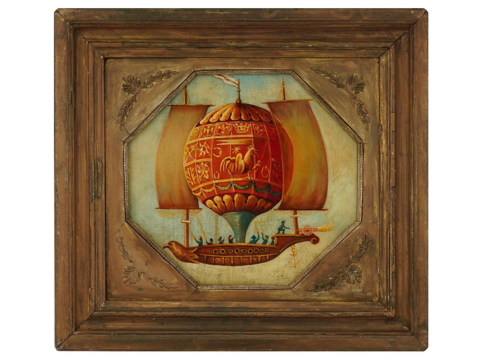 ATTR TO VICTOR LEMOINE BENOIT AIR BALLOON OIL PAINTING (1 of 3)