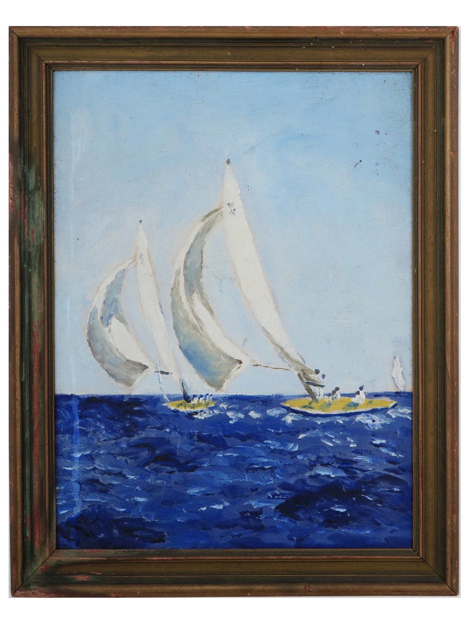 AMERICAN SCHOOL IMPRESSIONIST SEASCAPE OIL PAINTING (1 of 5)