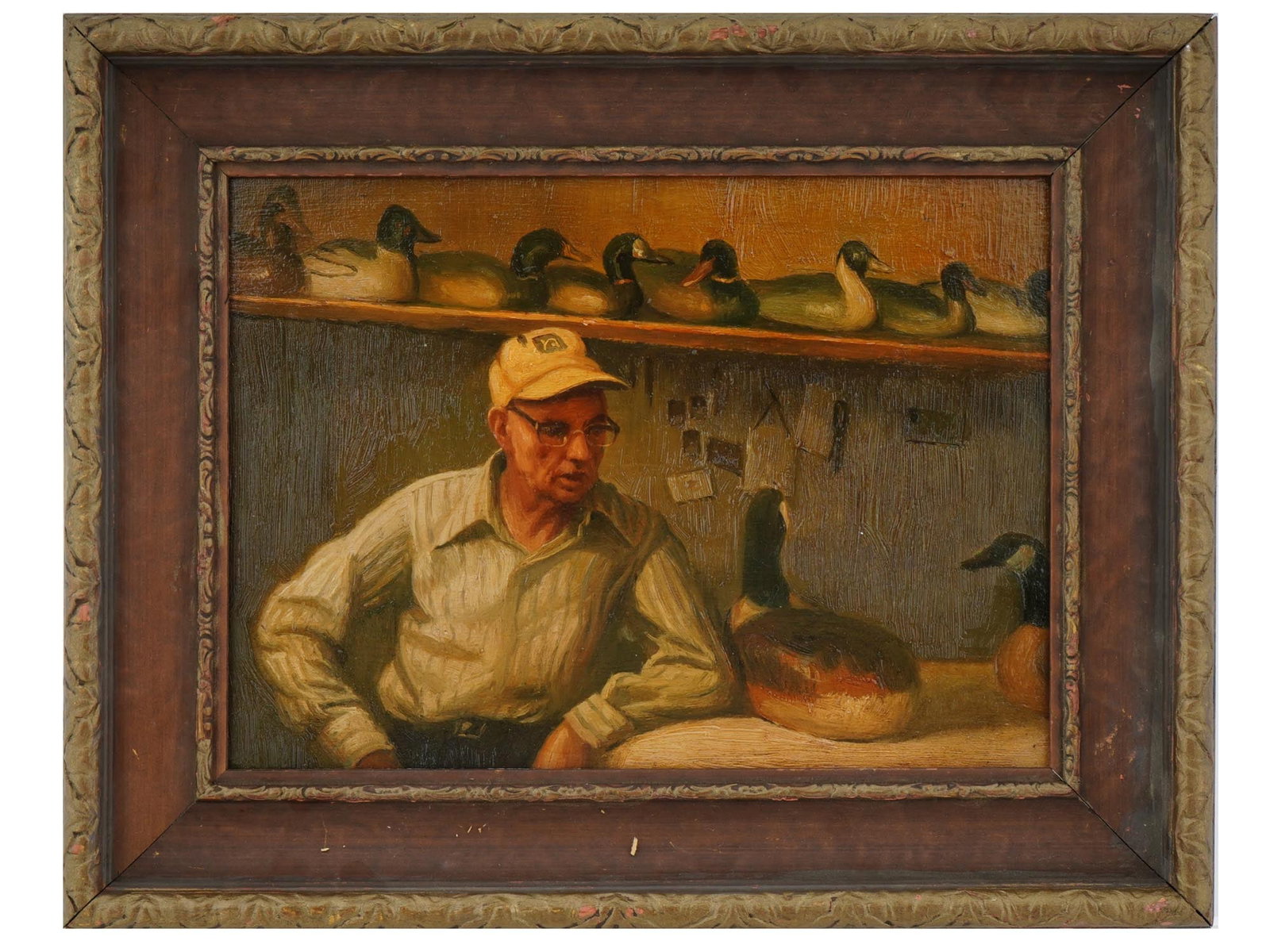 AMERICAN OIL PAINTING BY LEMUEL T. WARD SELF PORTRAIT: Lemuel T. Ward, American, 1896 to 1984, an oil painting on board depicting his self-portrait from the 1960s. Offers a rare glimpse into the personal side of one half of the famed Ward Brothers of Cris