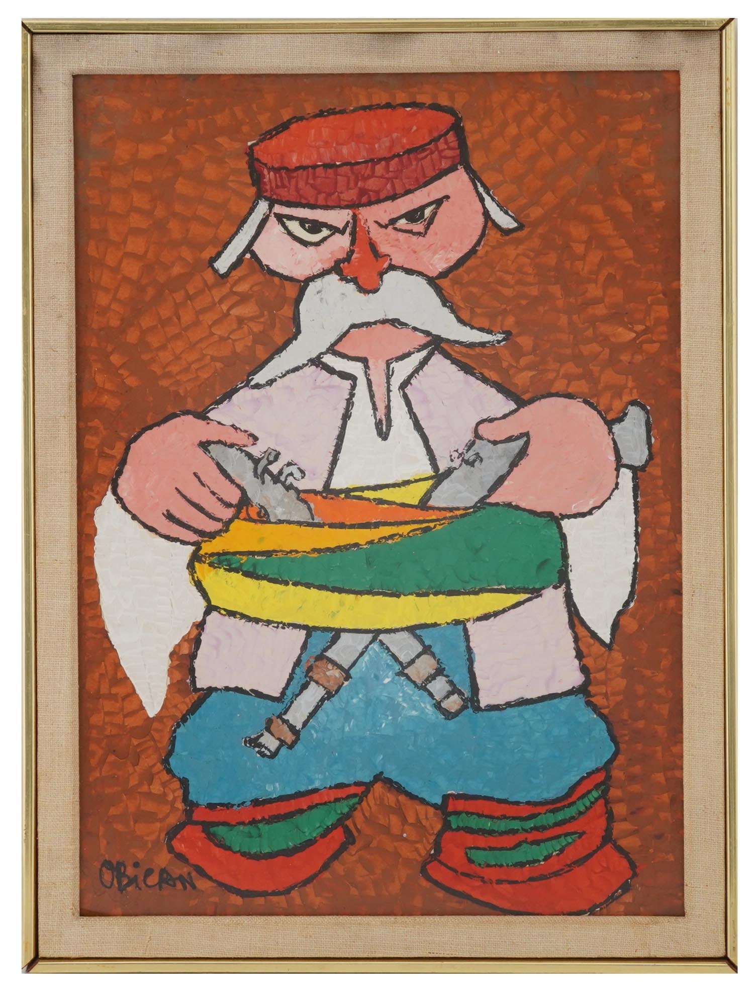 JOVAN OBICAN FRENCH MALE PORTRAIT ACRYLIC PAINTING (1 of 4)