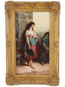 JOHN PHILLIPS BRITISH PAINTING A GIRL WITH A TAMBOURINE