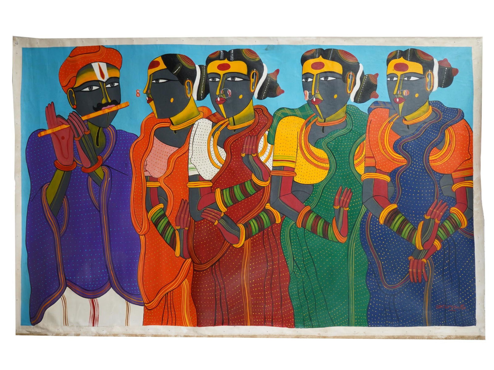 INDIAN OIL PAINTING SIGNED THOTA VAIKUNTAM W COA (1 of 6)