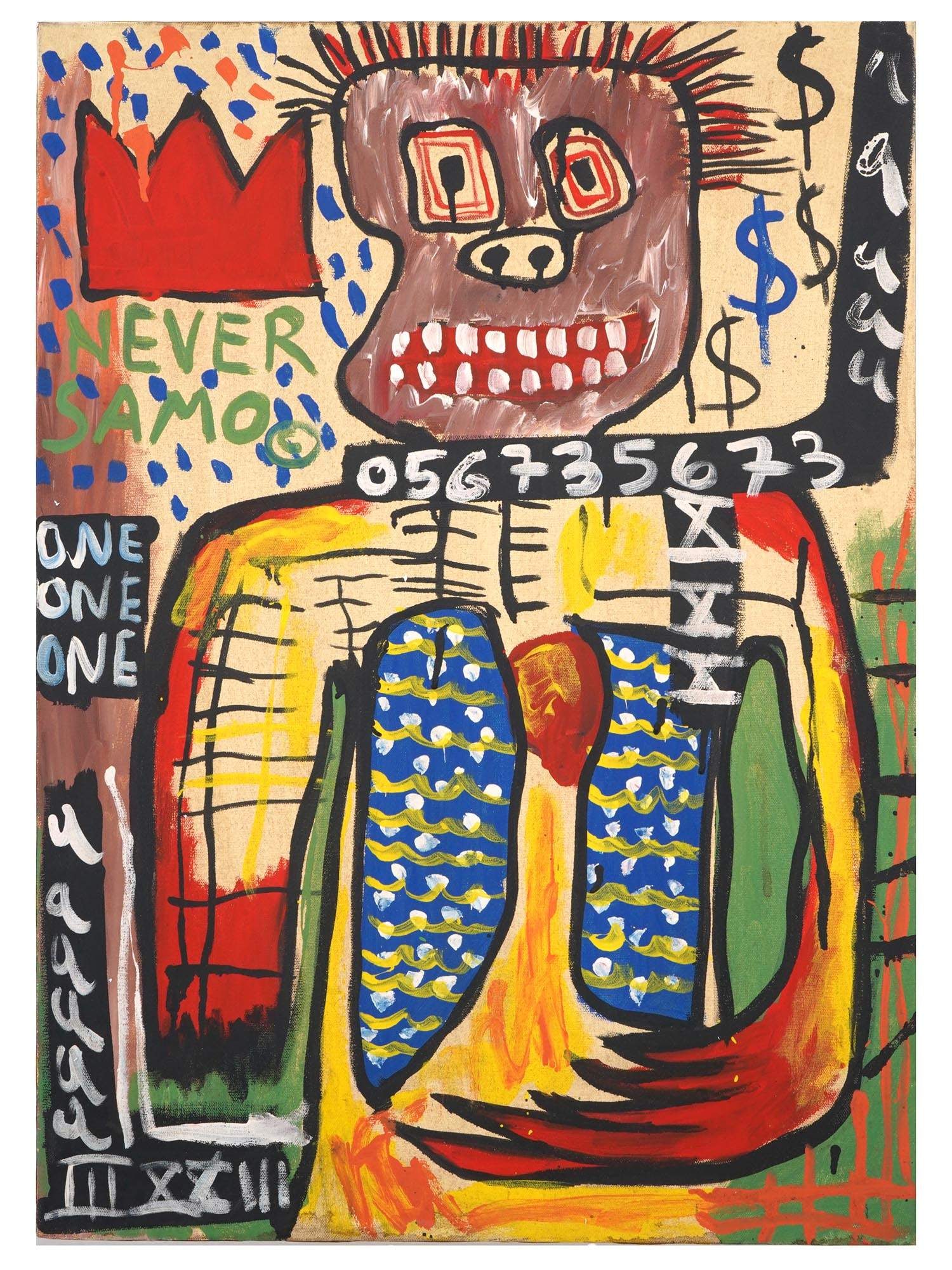 ATTR TO JEAN-MICHEL BASQUIAT OIL PAINTING (1 of 8)