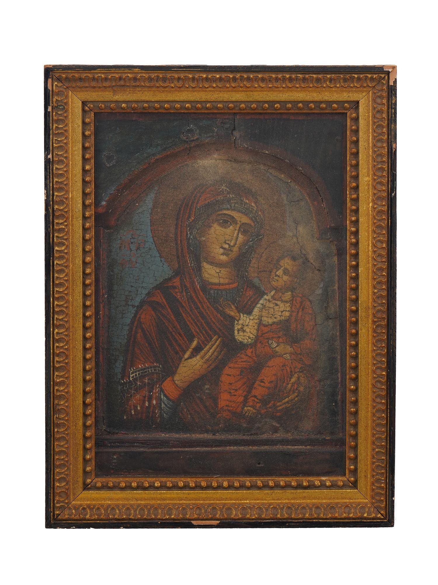 18TH CEN EUROPEAN RUSSIAN MADONNA AND CHILD ICON (1 of 5)