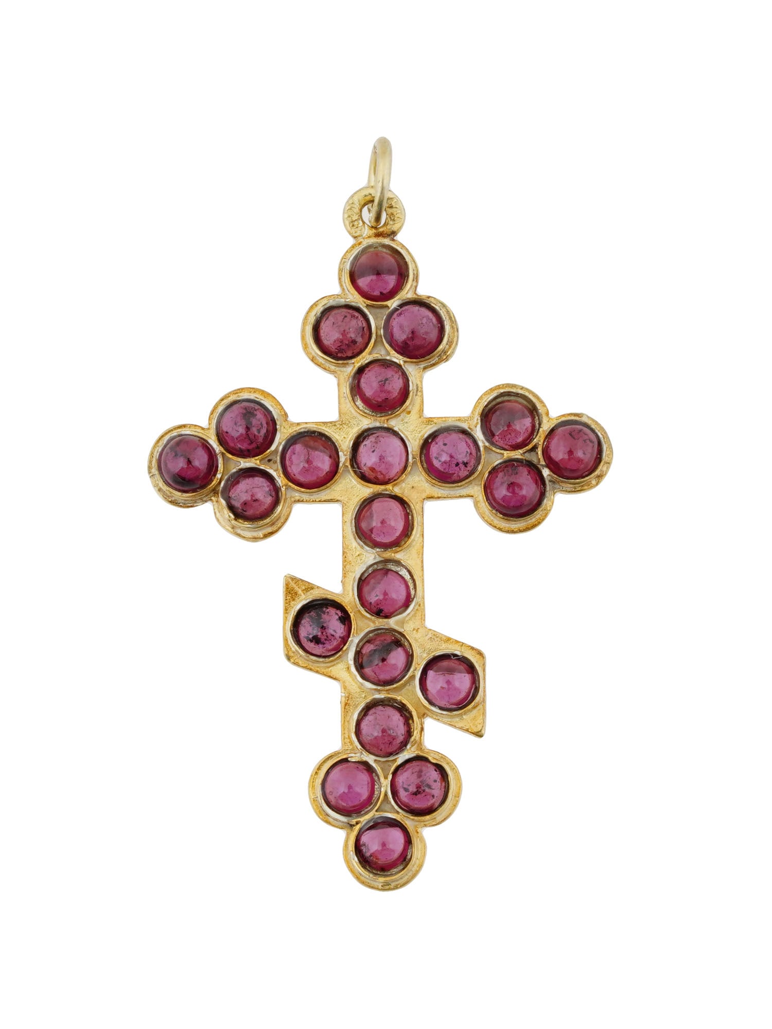 RUSSIAN GILT SILVER GARNETS CROSS CRUCIFIX PENDANT (1 of 3)