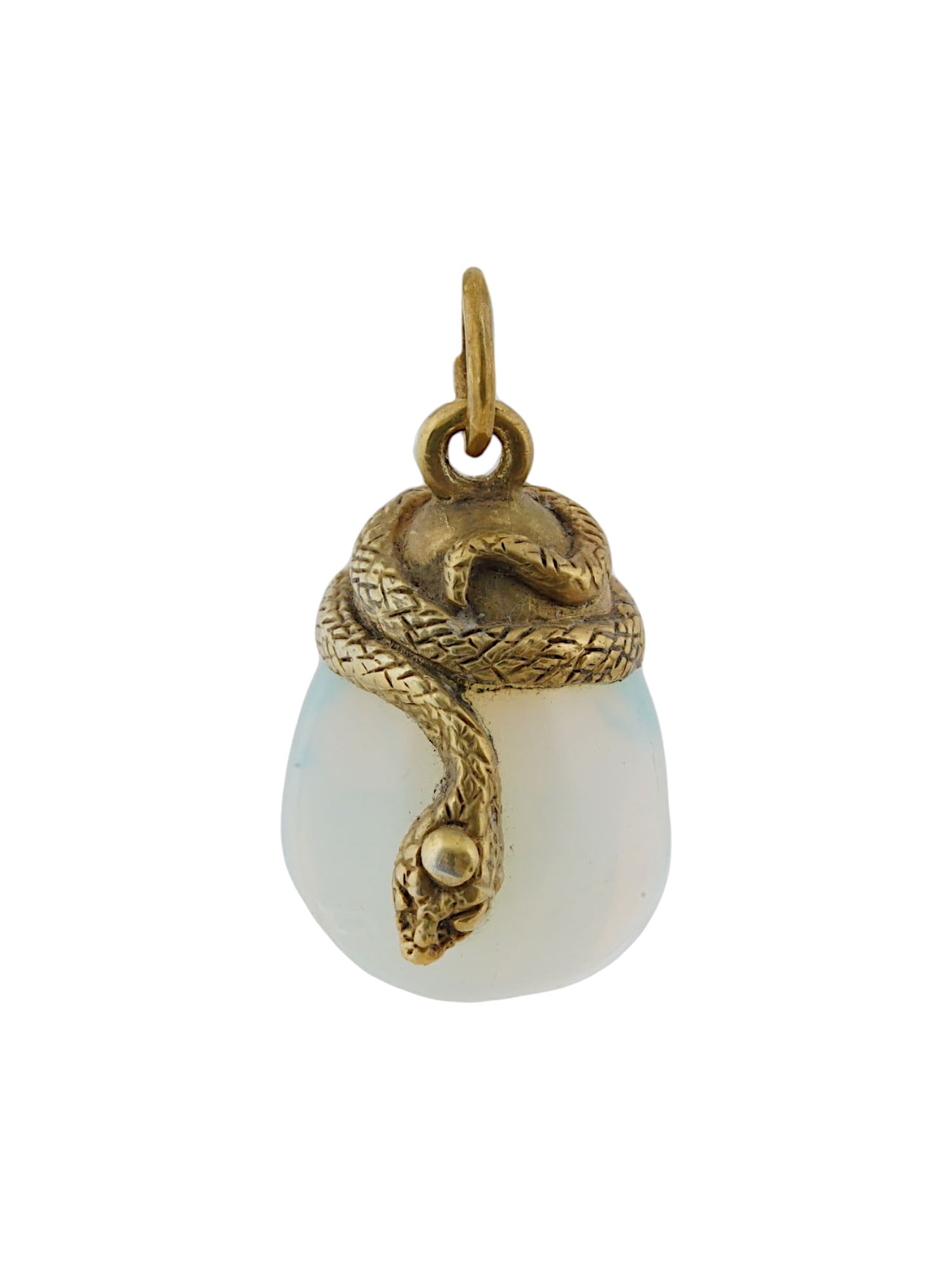 RUSSIAN SILVER HARD STONE SNAKE EASTER EGG PENDANT (1 of 4)