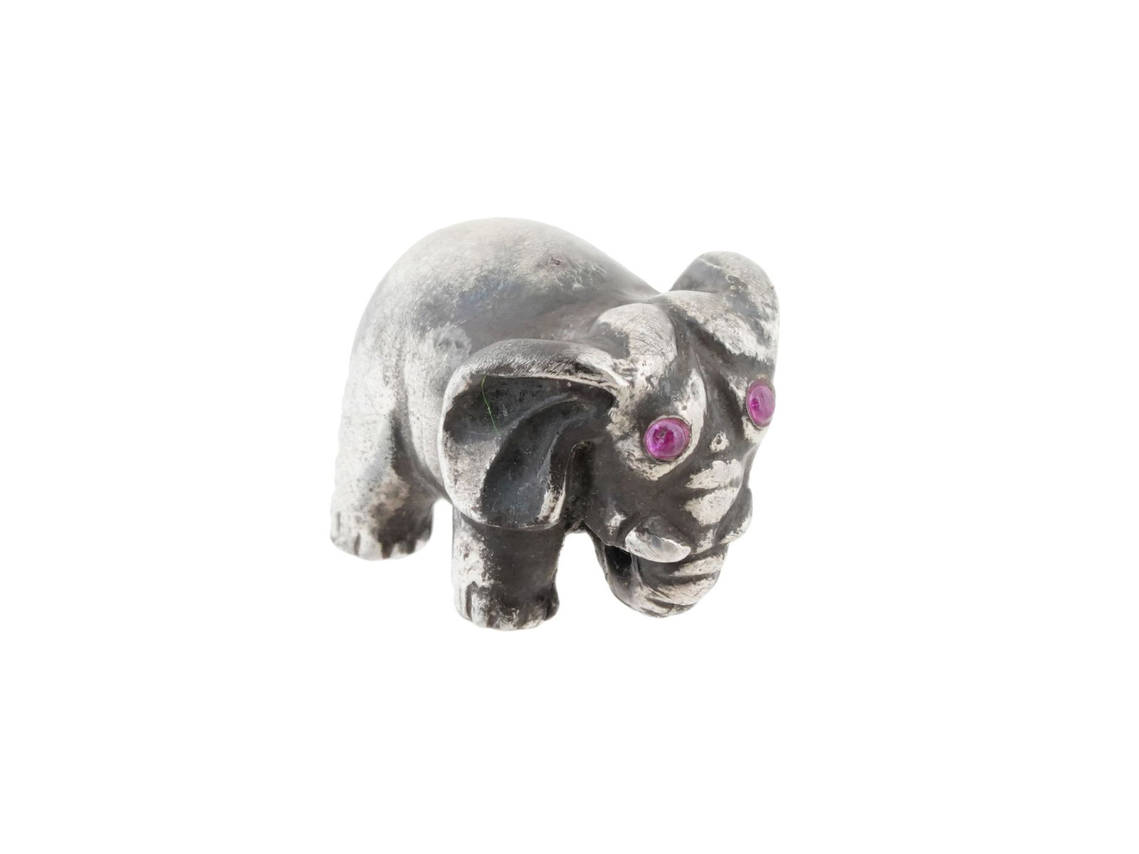 RUSSIAN SOLID SILVER FIGURINE OF AN ELEPHANT W RUBIES (1 of 8)