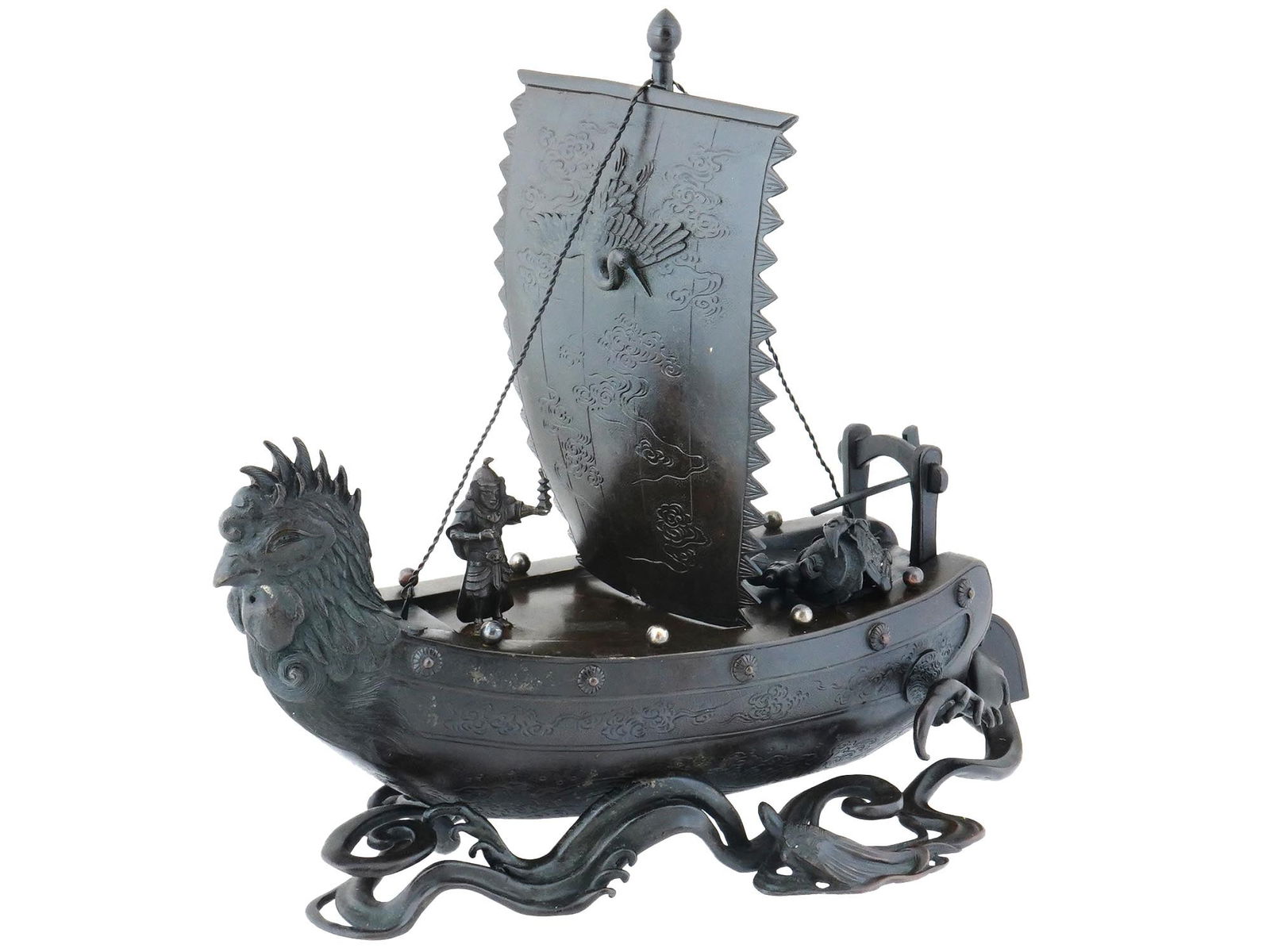 ANTIQUE JAPANESE TAKARABUNE BRONZE SCULPTURE (1 of 6)