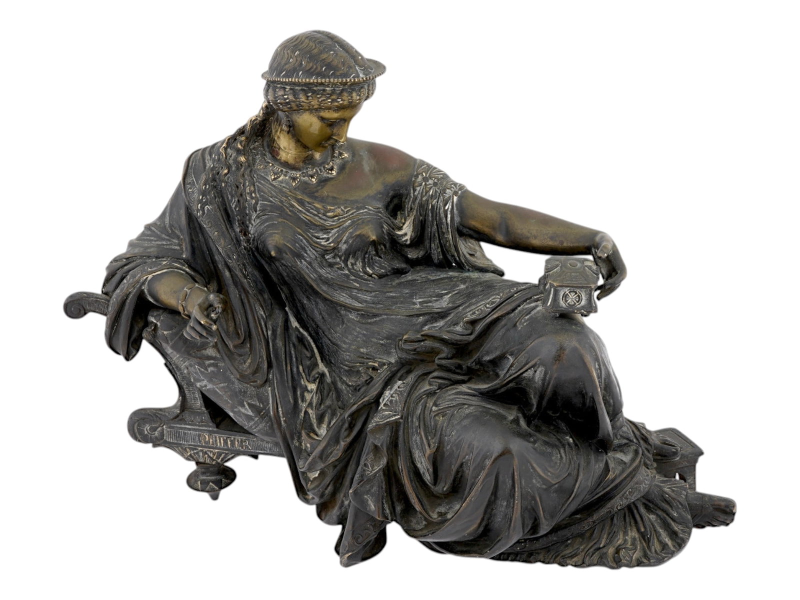 FRENCH A J PEIFFER PATINATED BRONZE PANDORA SCULPTURE (1 of 8)