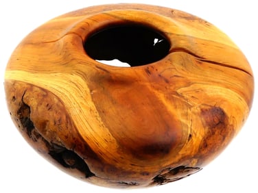 MEL LINDQUIST TURNED CHERRY BURL WOOD VASE SIGNED