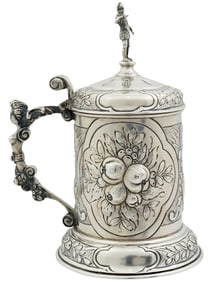 19TH C GERMAN SILVER TANKARD WITH COSIMO DE MEDICI