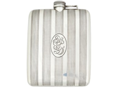 AMERICAN STERLING SILVER FLASK WITH MONOGRAM