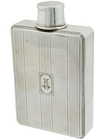 AMERICAN SILVER FLASK W SHOT CUP GEORGE HENCKEL AND CO