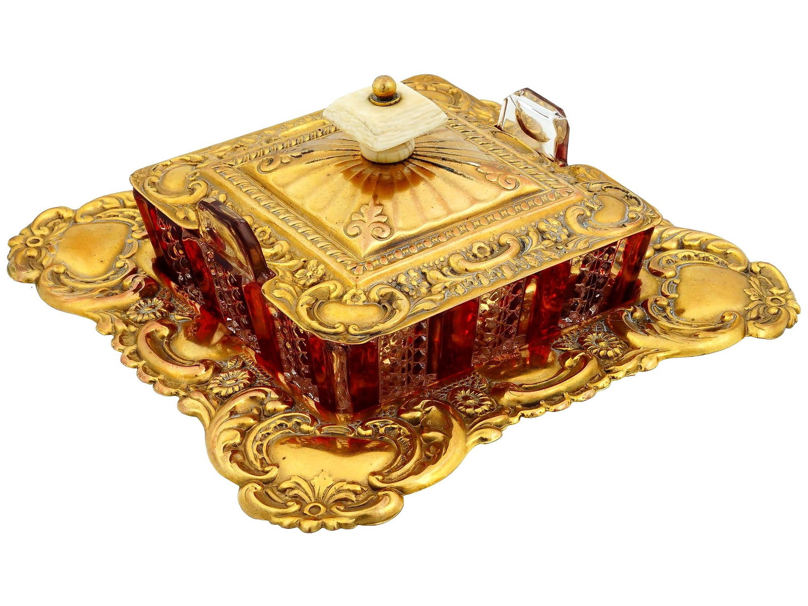 MARKS AND COHEN ENGLISH SILVER GLASS 1900 CAVIAR DISH (1 of 10)