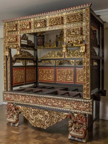 ANTIQUE 19C INDONESIAN CEREMONIAL CANOPY BED