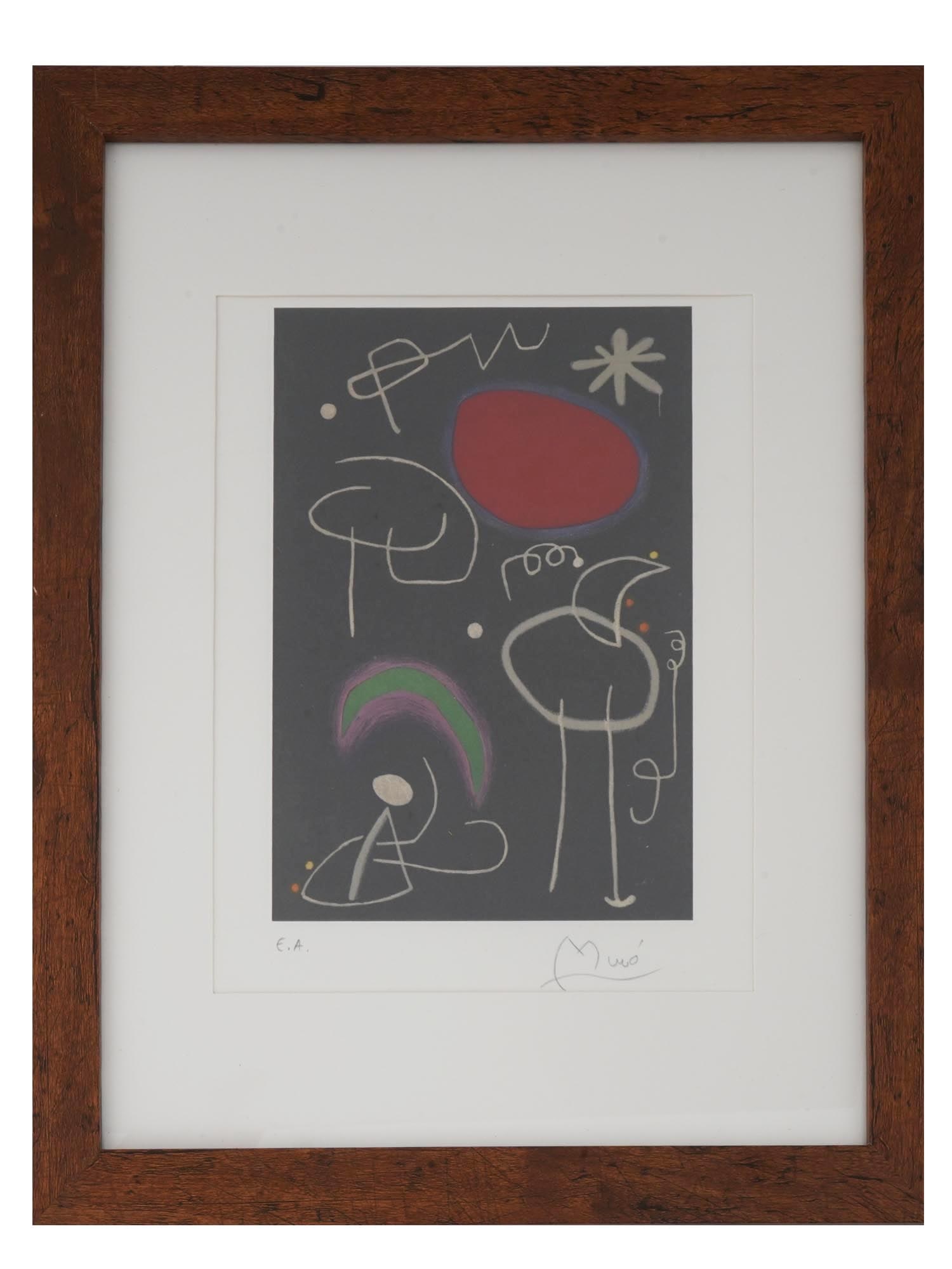 JOAN MIRO SPANISH SURREALIST POCHOIR PRINT SIGNED (1 of 4)