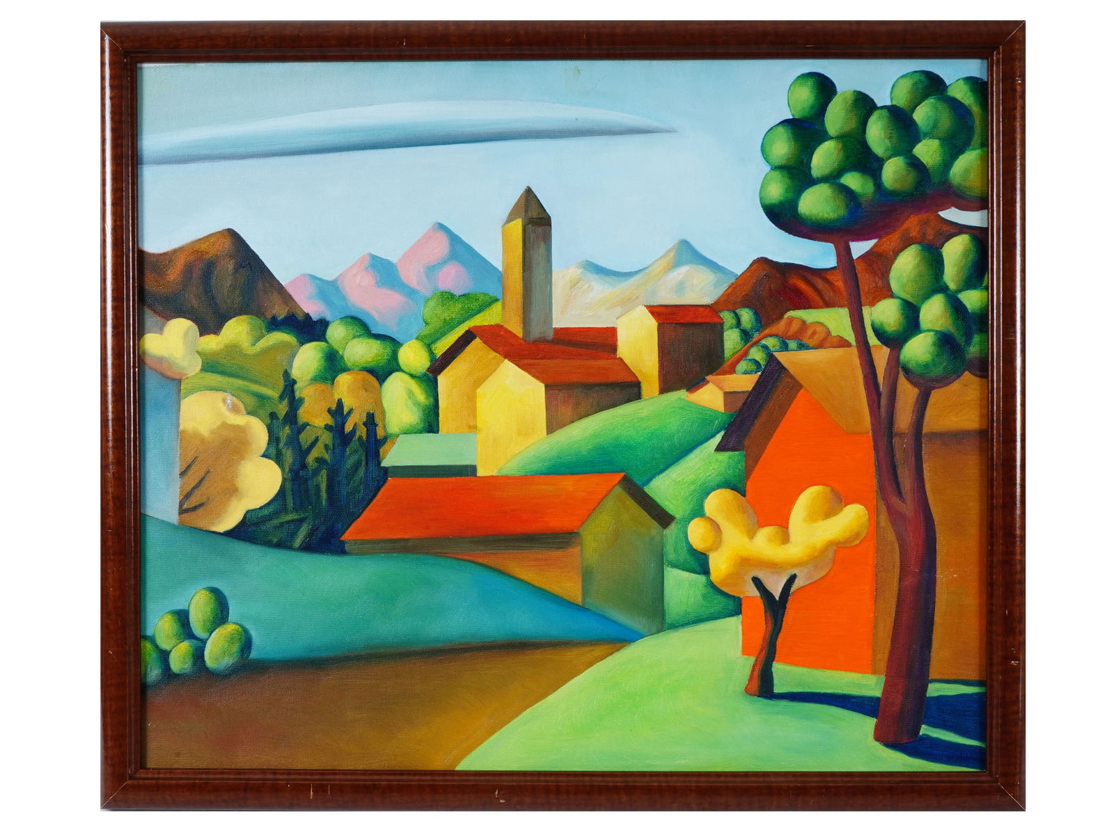 MODERNIST ITALIAN LANDSCAPE OIL PAINTING FRAMED (1 of 4)