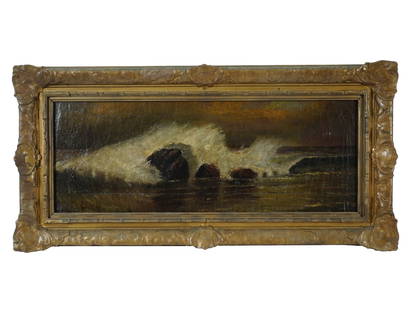 FELIX RESURRECCION HIDALGO FILIPINO OIL PAINTING: Felix Resurreccion Hidalgo, Filipino, 1855 to 1913, an oil painting on canvas depicting a seascape. Signed lower left. Framed. Felix Hidalgo is known for impressionist portrait, landscape and religiou