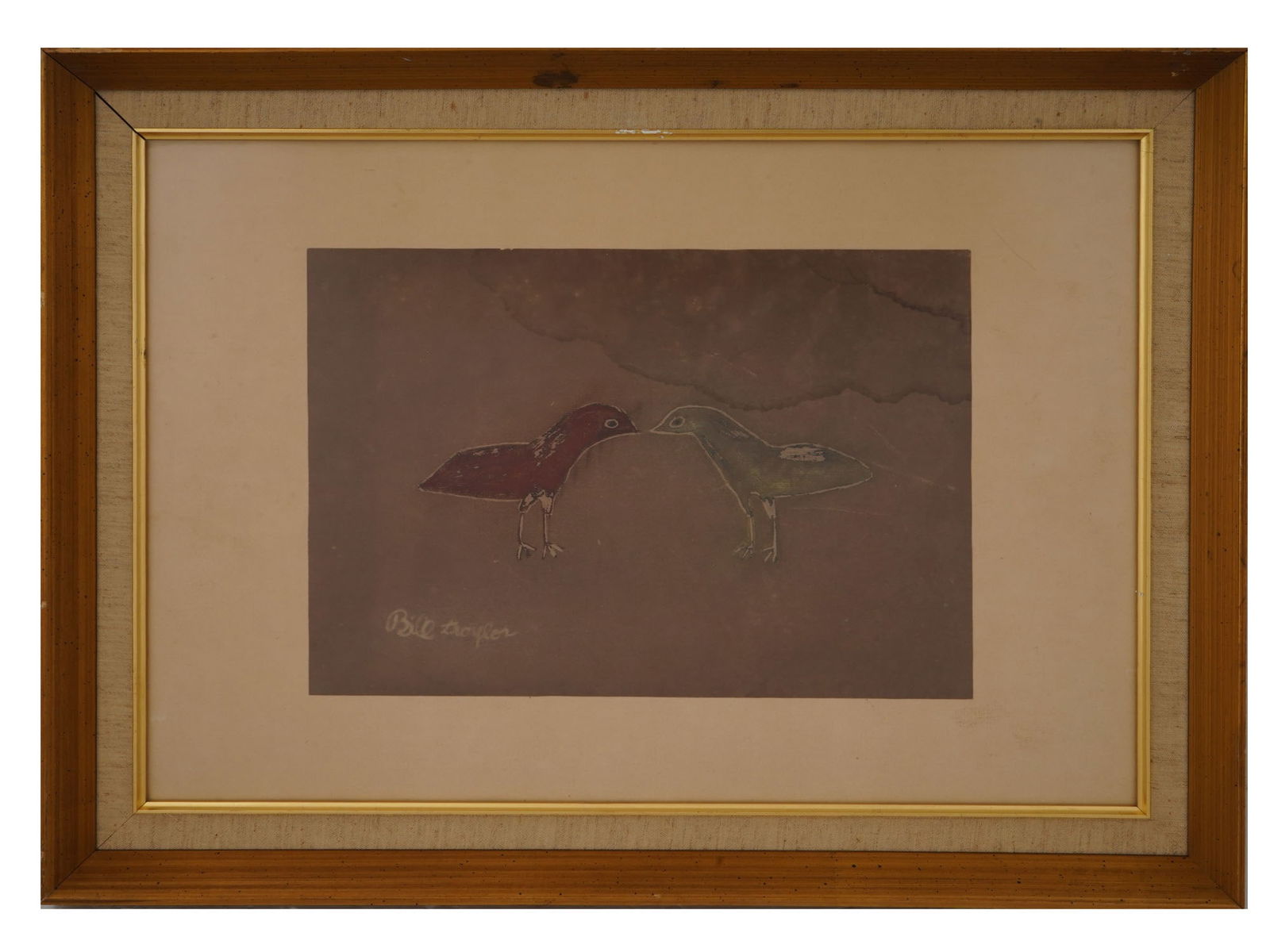 BILL TAYLOR ATTR OIL PASTEL ON PAPER PAINTING: Oil pastel on paper painting. Attributed to William or Bill Traylor, ca.?1853 to 1949, an African-American self-taught artist from Lowndes County, Alabama considered a significant figure of American f