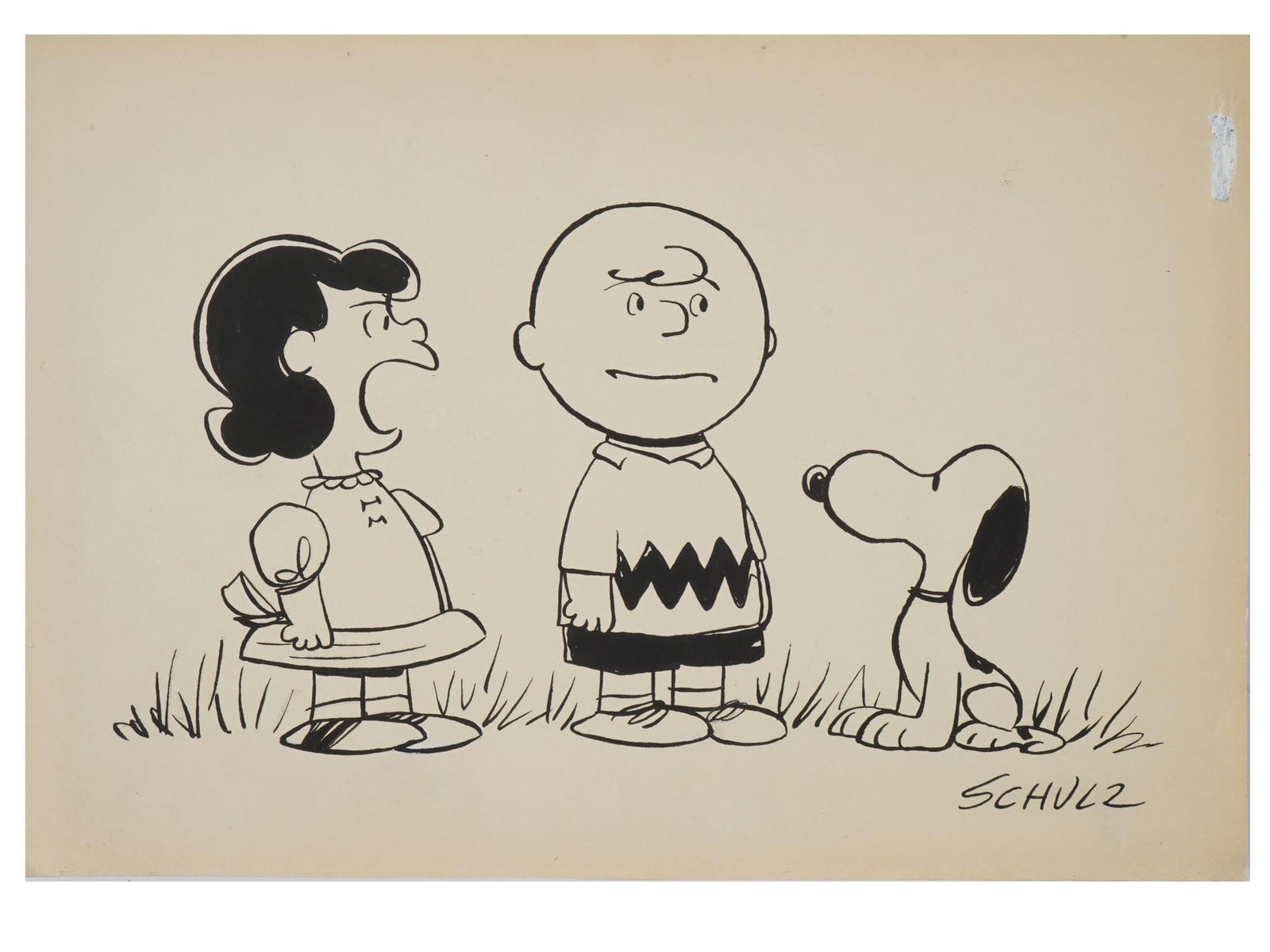 AMERICAN PEANUTS INK PAINTING ATTR CHARLES M SCHULZ (1 of 3)