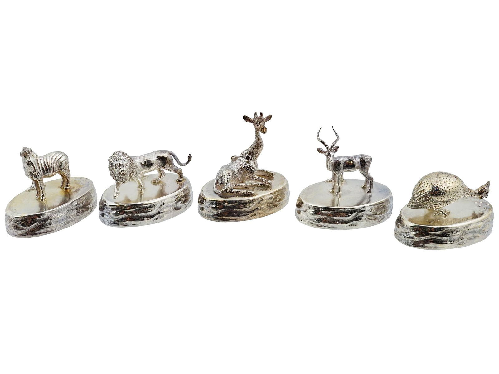 SET OF FIVE PATRICK MAVROS SILVER ANIMAL FIGURINES (1 of 13)