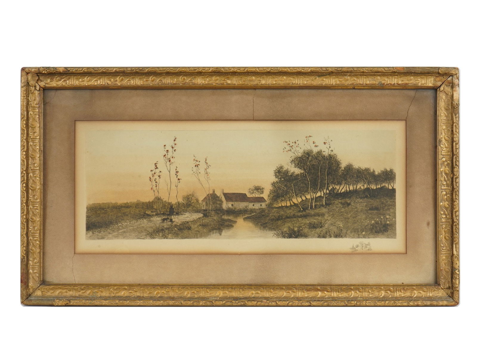 ANTIQUE 19TH C RURAL LANDSCAPE COLOR ENGRAVING (1 of 7)
