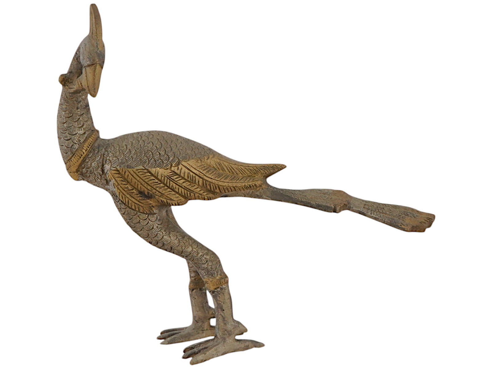 ANTIQUE INDIAN GILT SILVER PLATED PEACOCK FIGURINE (1 of 6)