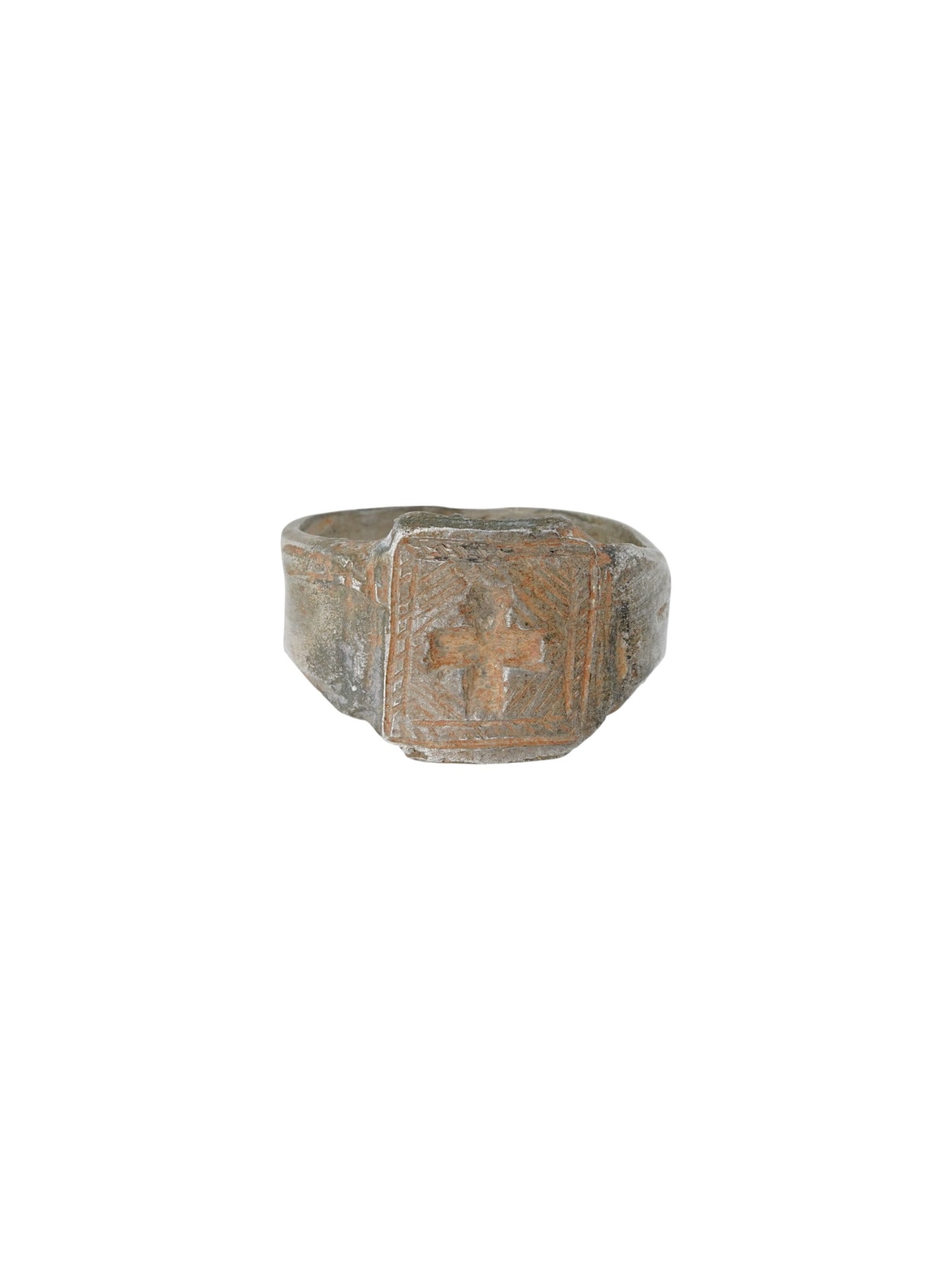 ANCIENT BYZANTINE SILVER RING W CROSS 9TH TO 14TH C (1 of 5)