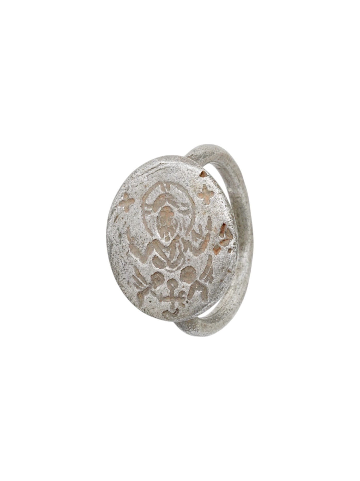 ANCIENT BYZANTINE SILVER RING W IMAGE 9TH TO 14TH C (1 of 5)