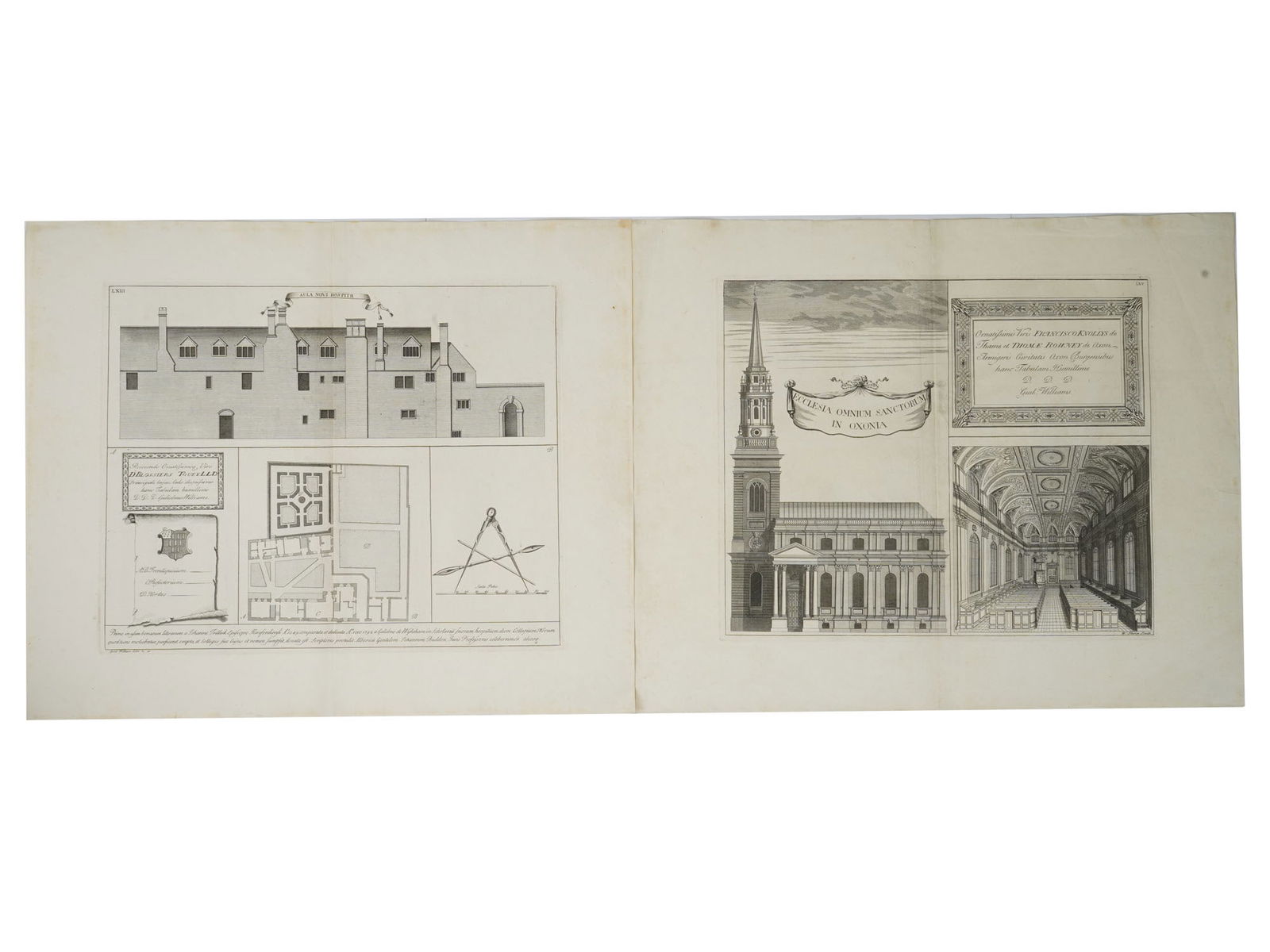 ANTIQUE ENGRAVINGS BY WILLIAM WILLIAMS OXFORD COLLEGES (1 of 4)