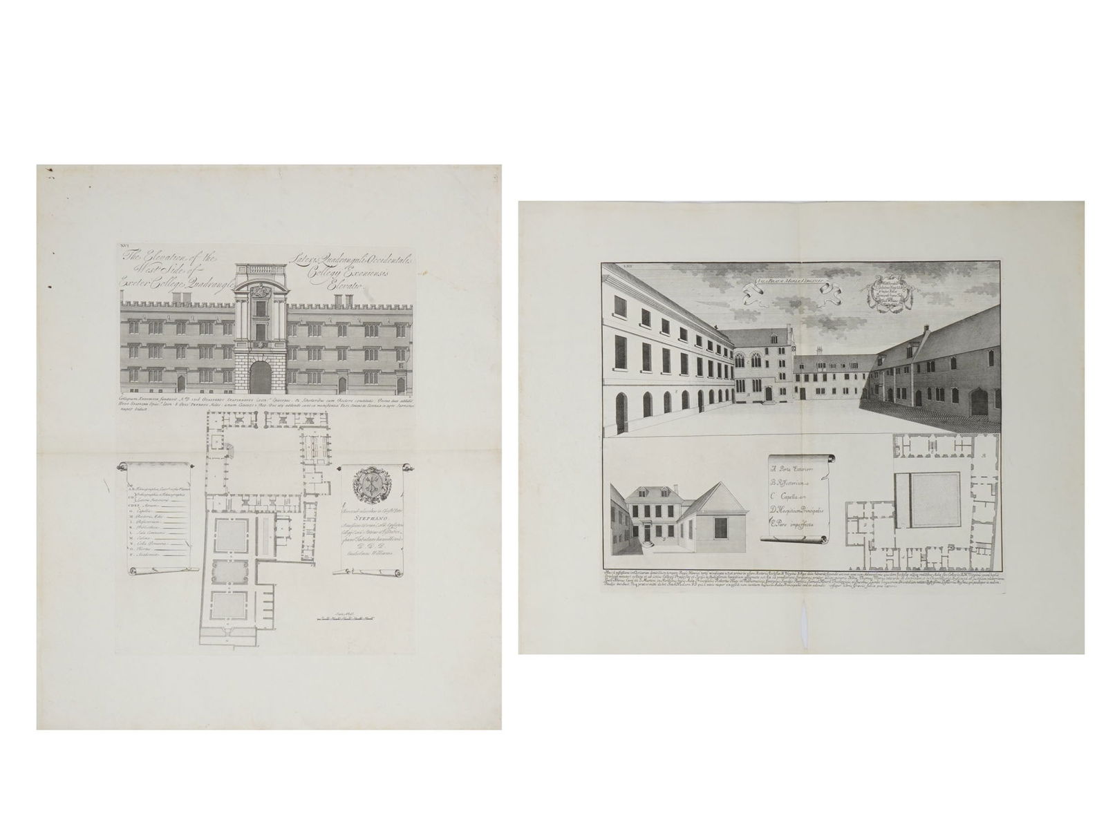 ANTIQUE ENGRAVINGS BY WILLIAM WILLIAMS OXFORD COLLEGES (1 of 4)