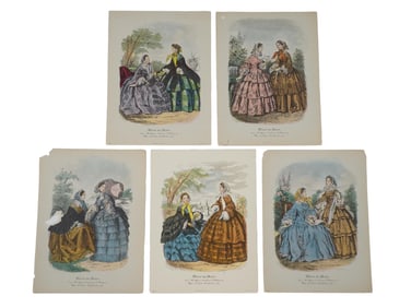 ANTIQUE FRENCH LITHOS ANAIS TOUDOUZE MIROIR DES MODES