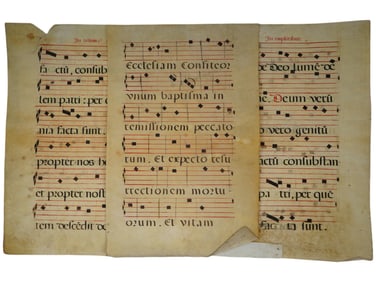 ANTIQUE MUSIC PRINTS OF GREGORIAN CHANT PAGES