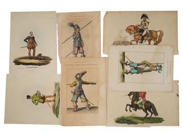 ANTIQUE EUROPEAN COLOR MILITARY COSTUME ENGRAVINGS