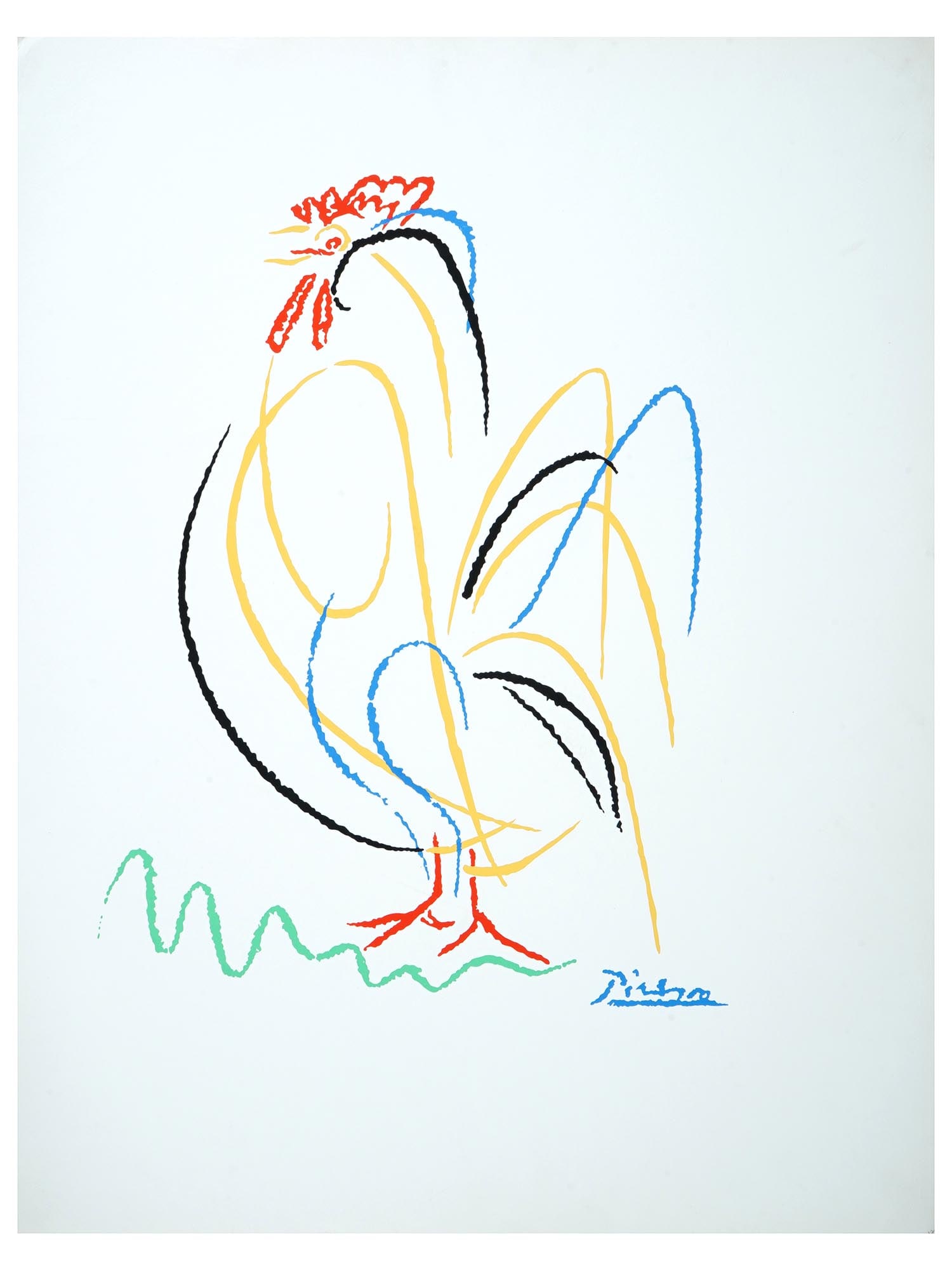SPANISH SILKSCREEN POSTER PABLO PICASSO THE ROOSTER (1 of 4)