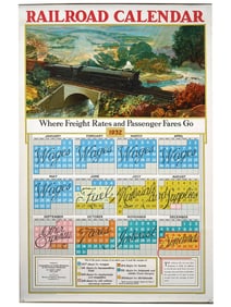 VINTAGE AMERICAN RAILROAD CALENDAR CHARLES CHAPMAN 1932