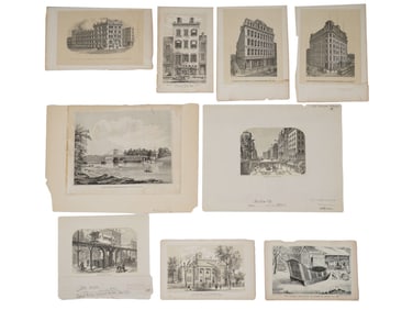 ANTIQUE AMERICAN NEW YORK ARCHITECTURAL LITHOGRAPHS
