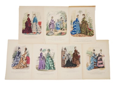 ANTIQUE FRENCH COLORED LITHOGRAPHS COURRIER DE LA MODE