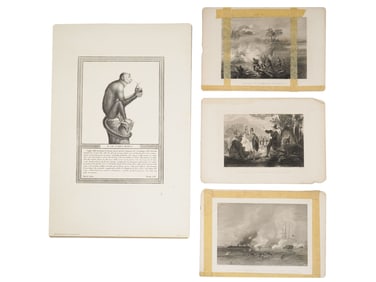 ANTIQUE AMERICAN LITHOGRAPHS AND EUROPEAN ETCHING