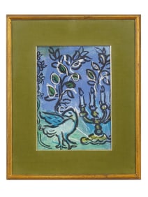 MARC CHAGALL RUSSIAN FRENCH LITHOGRAPH THE CANDLESTICK
