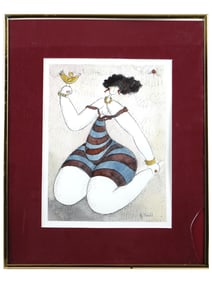 VINTAGE COLOR LITHOGRAPH BY MICHEL BOULET