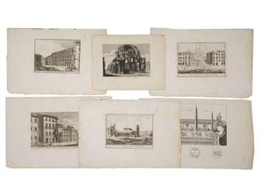 GROUP OF ANTIQUE ARCHITECTURAL ETCHINGS ROMAN LANDMARKS