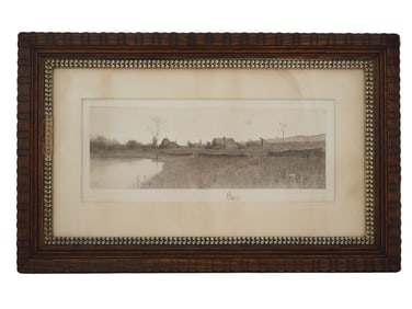 ANTIQUE RURAL LANDSCAPE ETCHING CA 19TH TO 20TH C