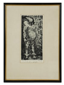 1957 AMERICAN ETCHING CLOWN BY LEANDER FORNAS