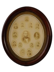 ANTIQUE AMERICAN FAMILY PHOTOGRAPH MALE PORTRAITS FRAMED