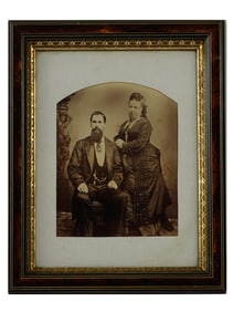 ANTIQUE PHOTO DOUBLE PORTRAIT OF A COUPLE FRAMED