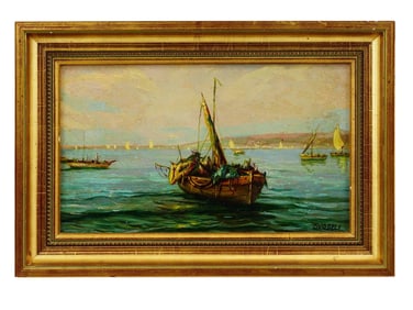 ITALIAN SEASCAPE OIL PAINTING SIGNED SVAGELI