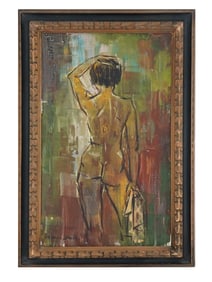 FRENCH NUDE PORTRAIT OIL PAINTING BY PIERRE DINER