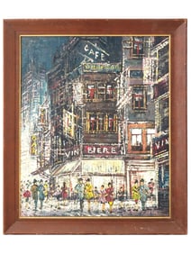 MODERNIST PARIS STREET OIL PAINTING BY JEAN PETIT