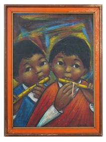 VINTAGE ECUADORIAN OIL PAINTING SIGNED ARTURO NIETO